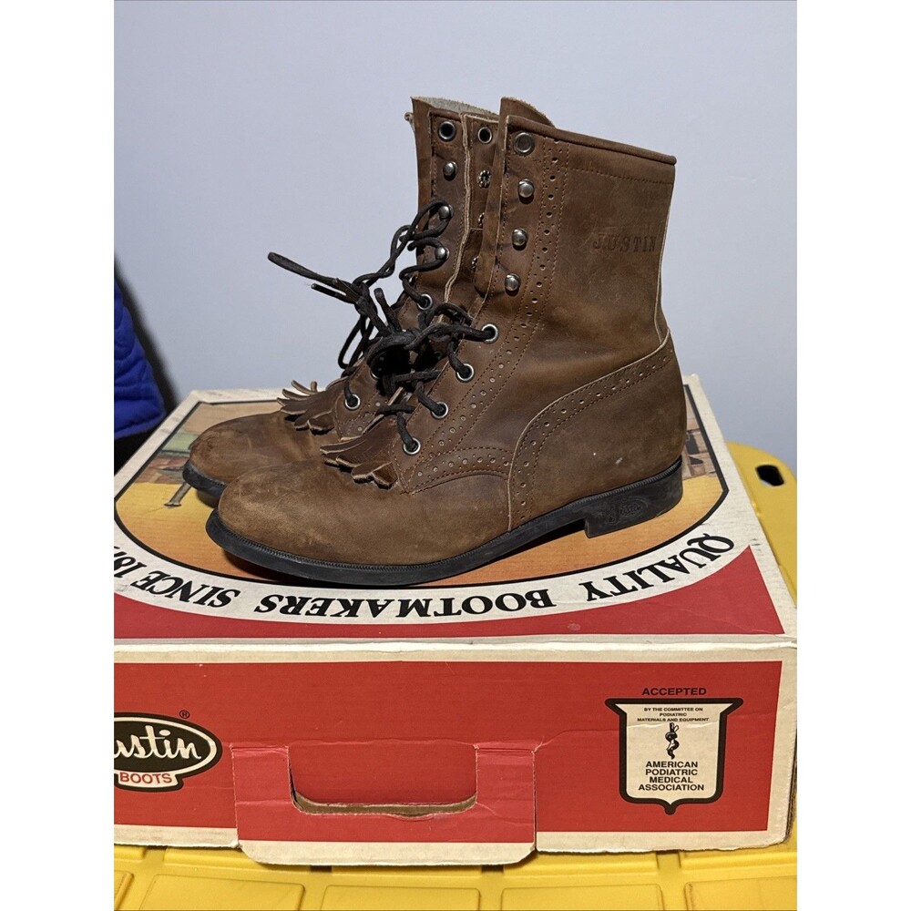 Justin L401 Bullhide Western Lacer Boots Womens Size 6 B Brown Leather